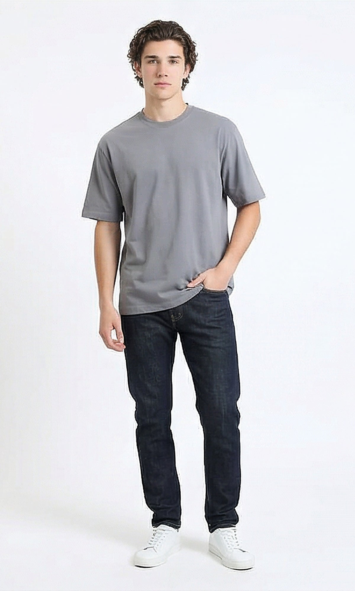 R216115 - Slip On Elbow Sleeves Comfy Tee - Medium Grey
