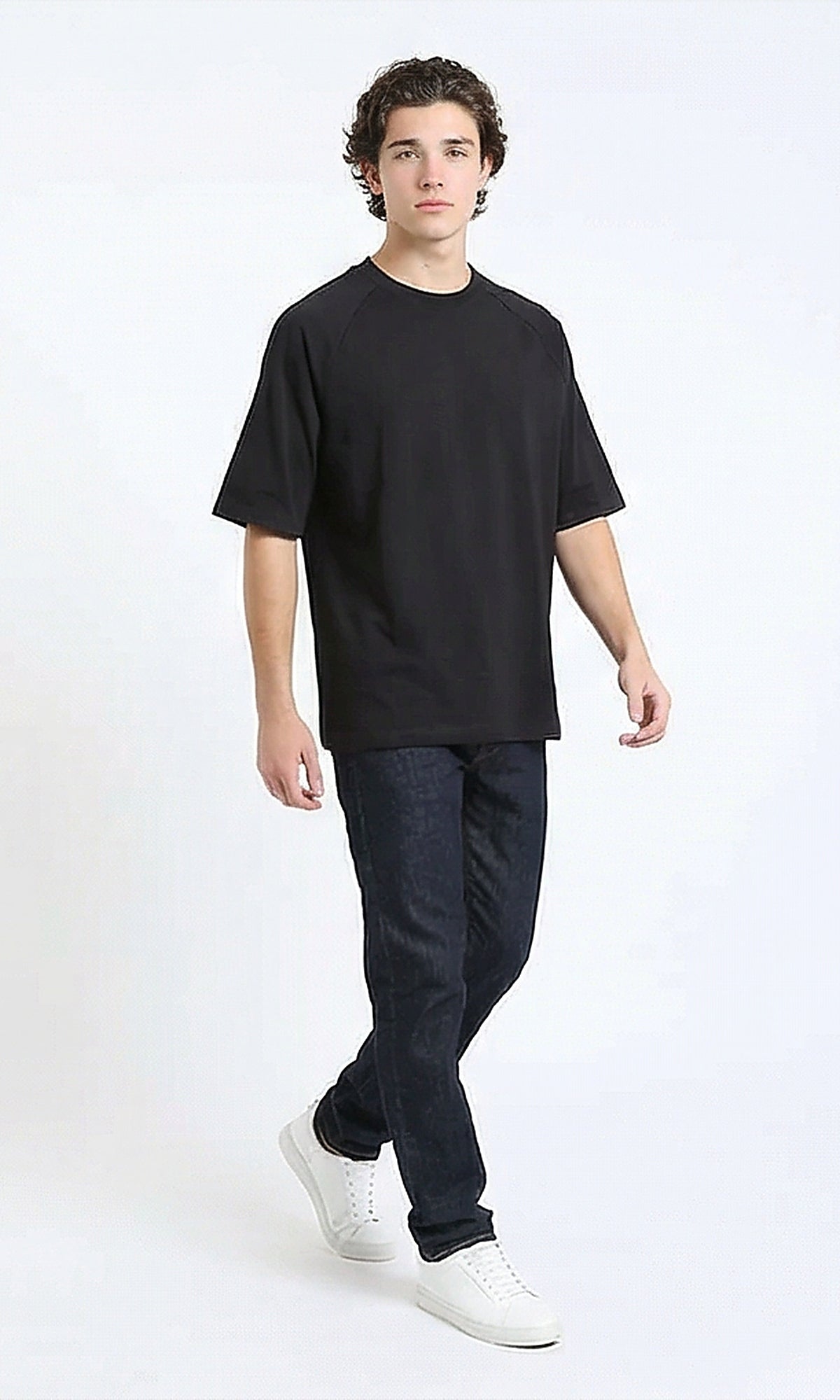 R216119 - Slip On Elbow Sleeves Basic Tee - Charcoal Grey