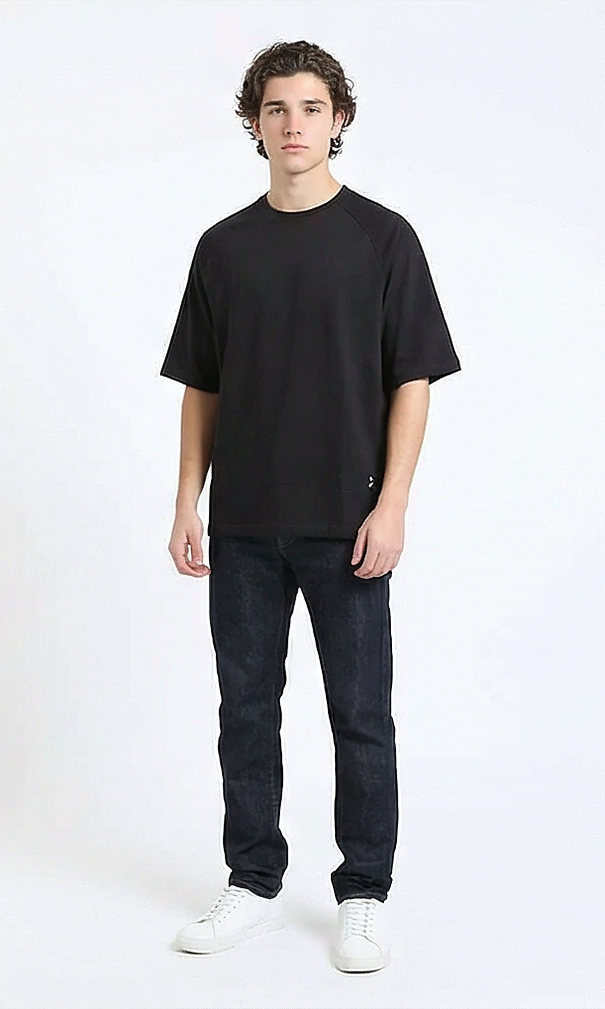 R216119 - Slip On Elbow Sleeves Basic Tee - Charcoal Grey