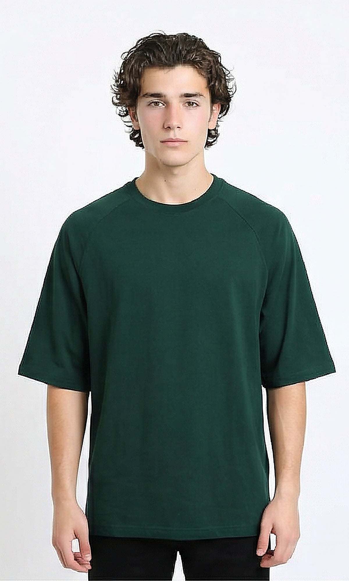 Slip On Elbow Sleeves Basic Tee - Dark Green