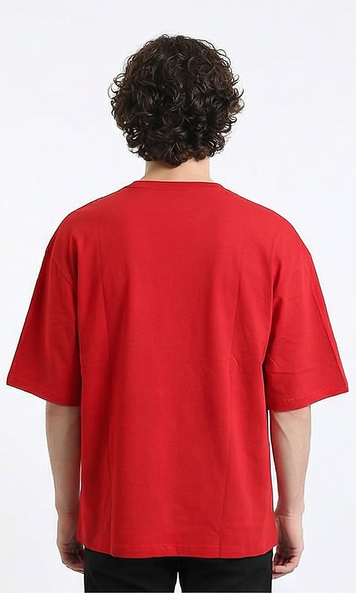 R216121 - Slip On Elbow Sleeves Basic Tee - Red