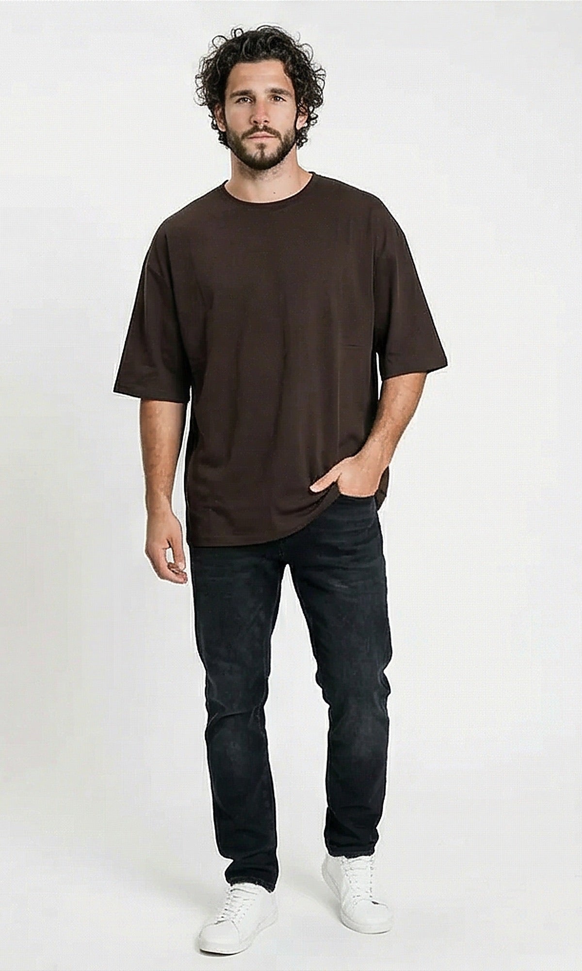 Chocolate Brown Oversized Boxy Essential Tee - R216123