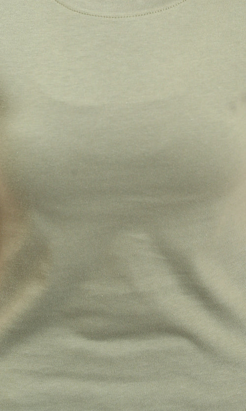 R216128 - Regular Fit Short Sleeves Solid Tee - Light Olive