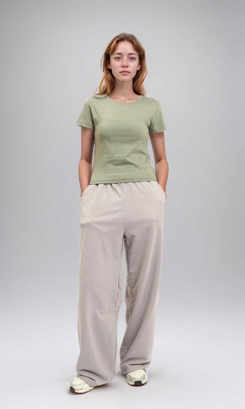 R216128 - Regular Fit Short Sleeves Solid Tee - Light Olive