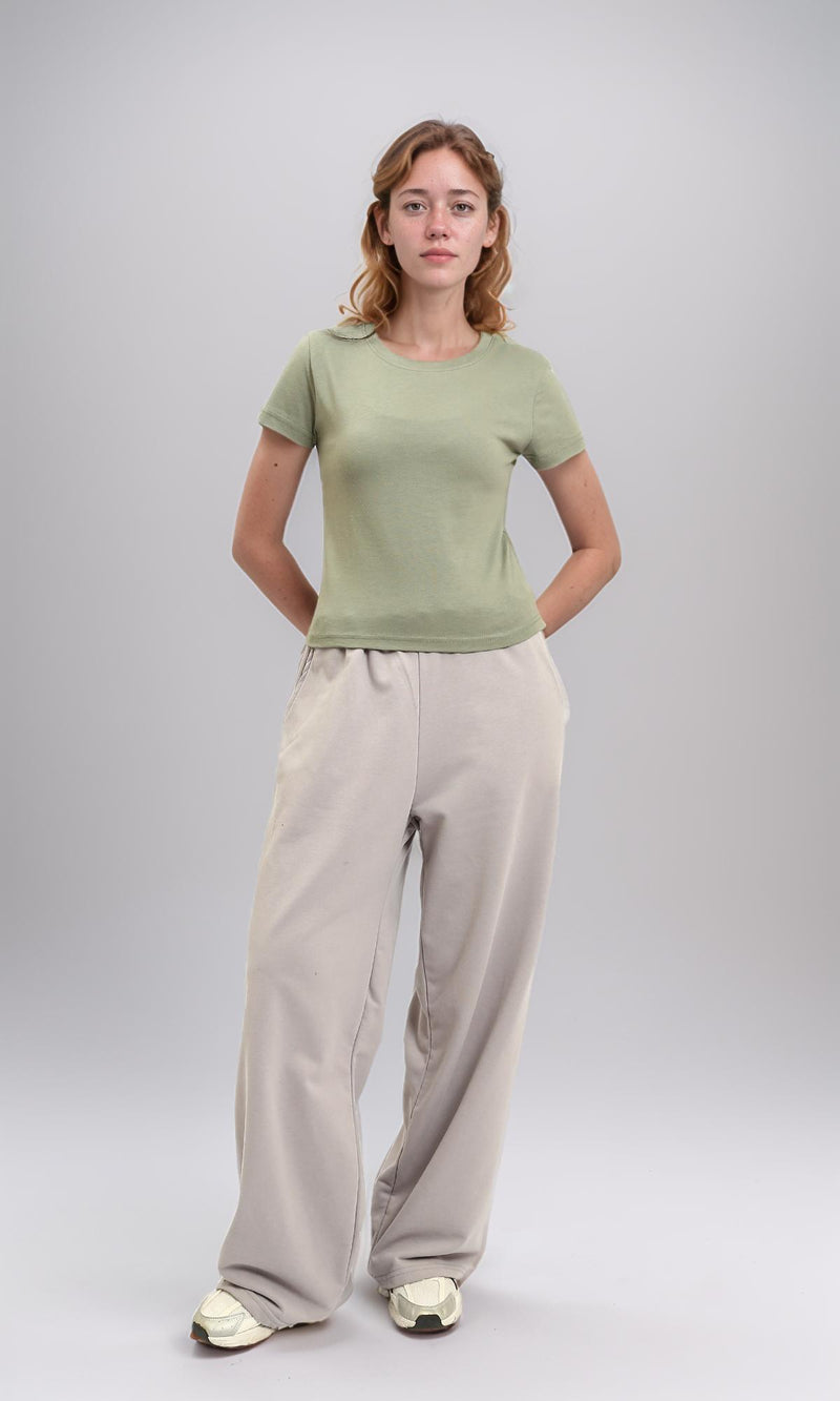 R216128 - Regular Fit Short Sleeves Solid Tee - Light Olive