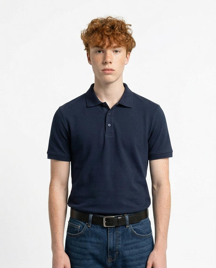 Ravin Navy Piqué Short Sleeve Slim-Fit Polo Shirt - R216159
