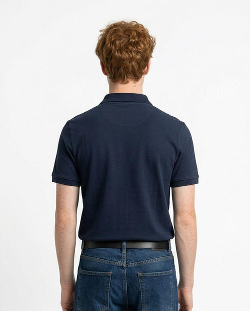 Ravin Navy Piqué Short Sleeve Slim-Fit Polo Shirt - R216159