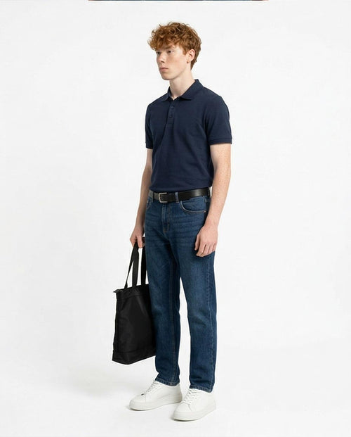 Ravin Navy Piqué Short Sleeve Slim-Fit Polo Shirt - R216159