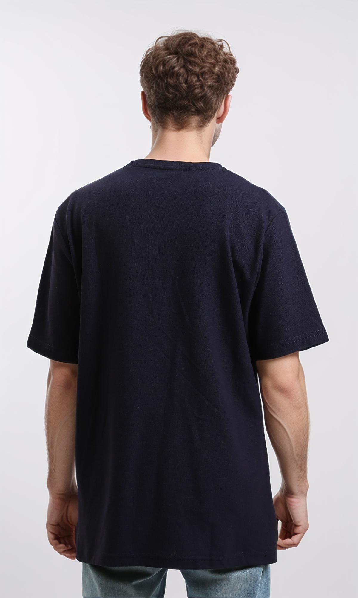R216165 - Solid Crew Neck Relaxed Fit Tee - Navy Blue