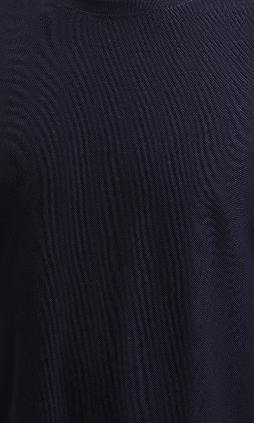 R216165 - Solid Crew Neck Relaxed Fit Tee - Navy Blue