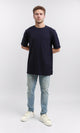 R216165 - Solid Crew Neck Relaxed Fit Tee - Navy Blue