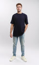 R216165 - Solid Crew Neck Relaxed Fit Tee - Navy Blue
