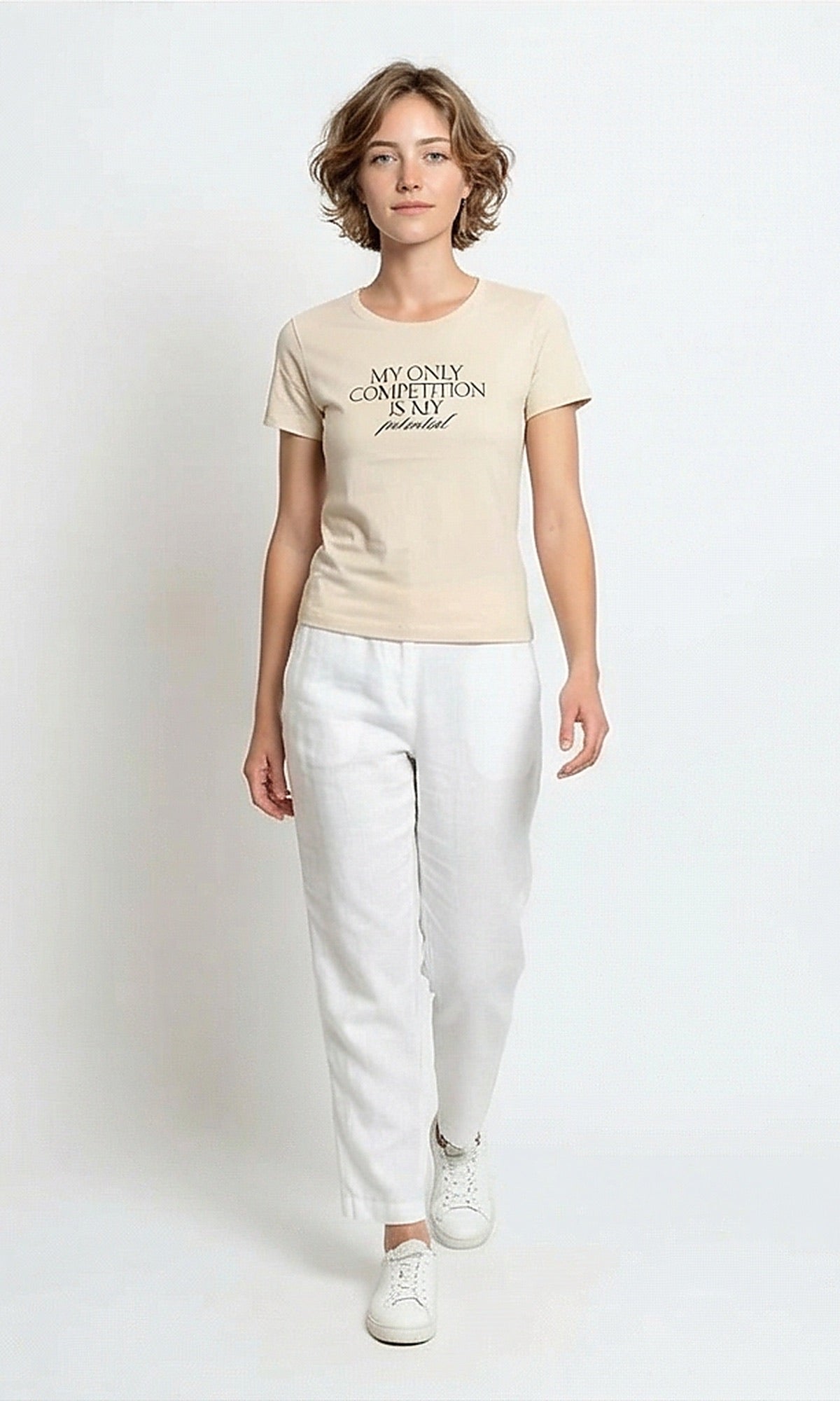 My Only Competition Graphic Print T-Shirt - Beige