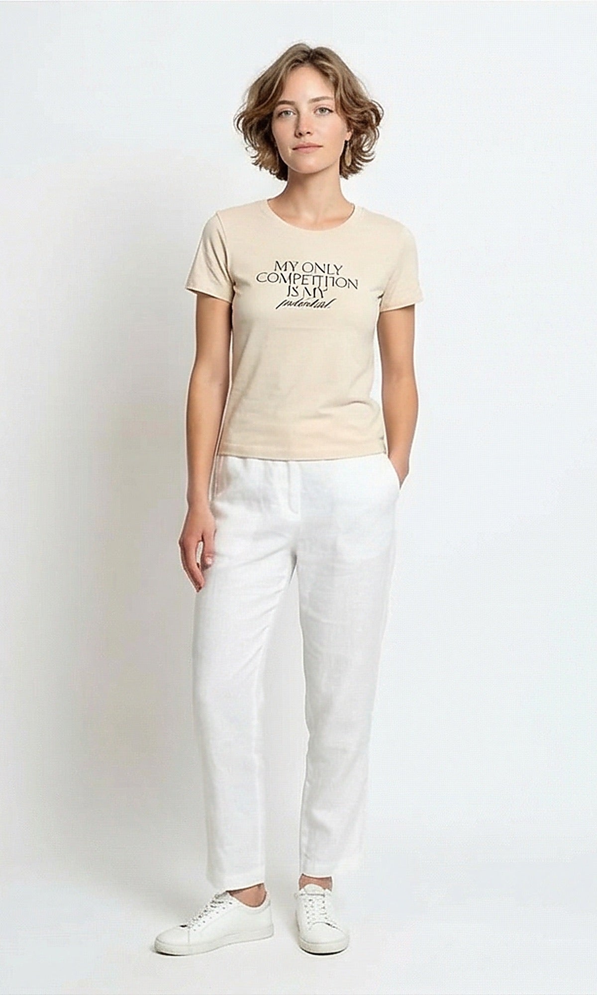 My Only Competition Graphic Print T-Shirt - Beige