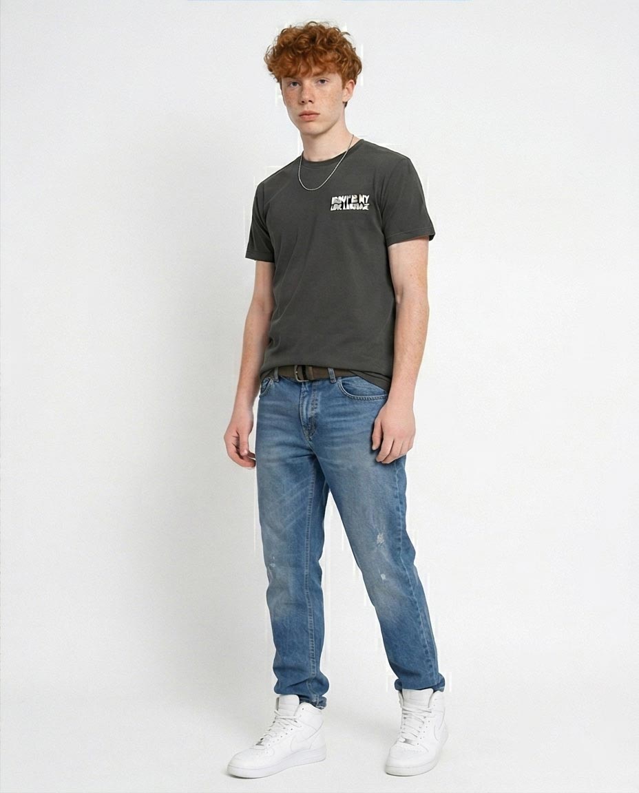 Ravin "Irony is My Love Language" Distressed Graphic T-Shirt - Charcoal Grey - R216397