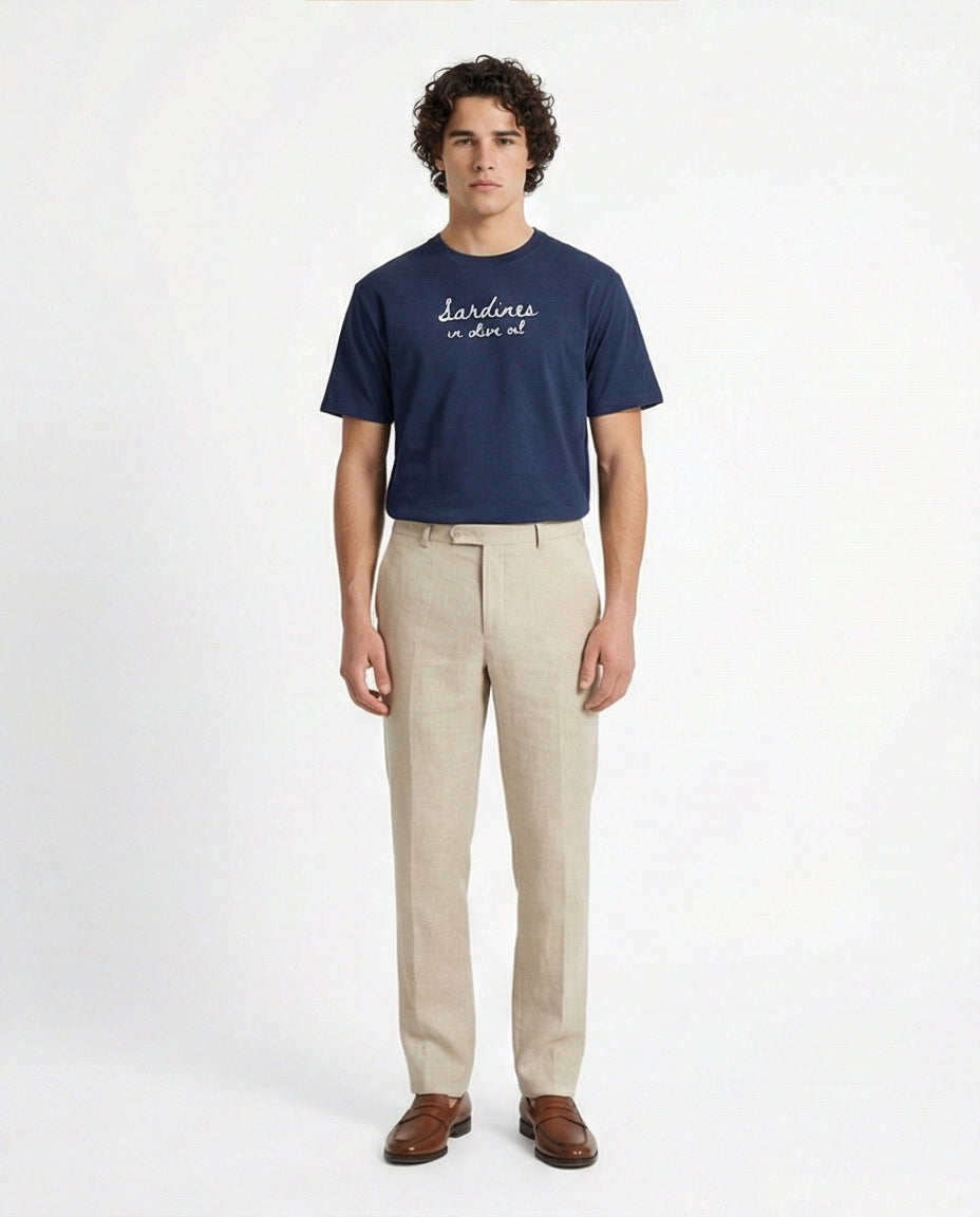 Navy Blue Mediterranean Sardines Graphic Tee - R216401