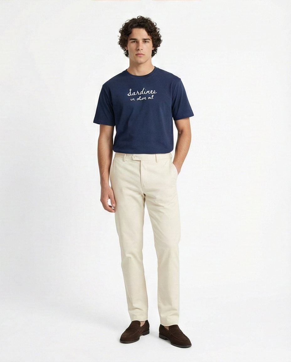 Navy Blue Mediterranean Sardines Graphic Tee - R216401