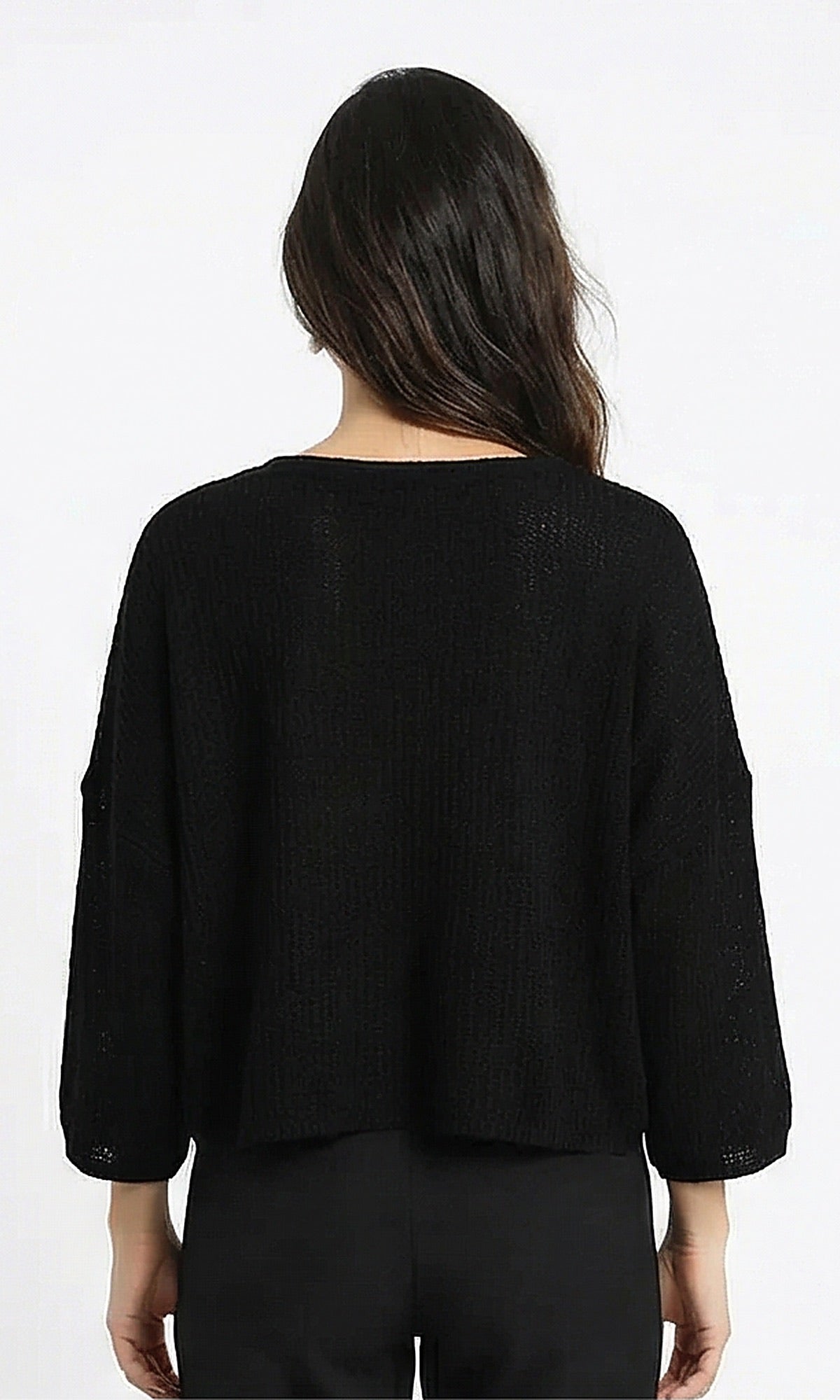 Black Minimalist Boxy Knit Tee