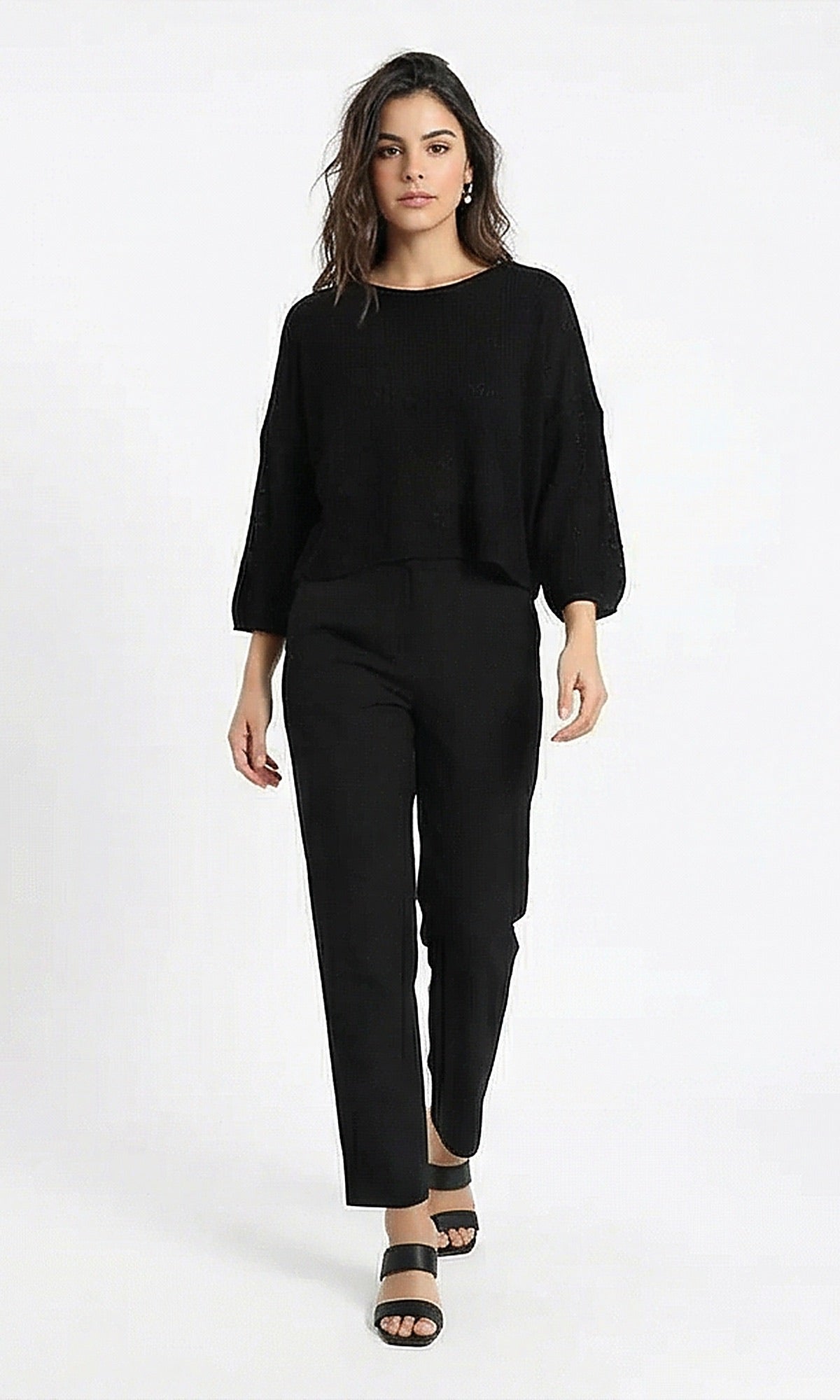Black Minimalist Boxy Knit Tee