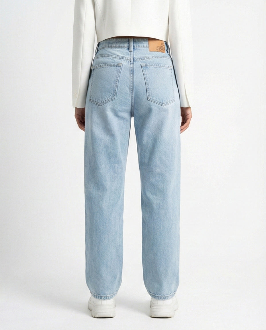 Light Blue Casual High-Waisted Denim Jeans