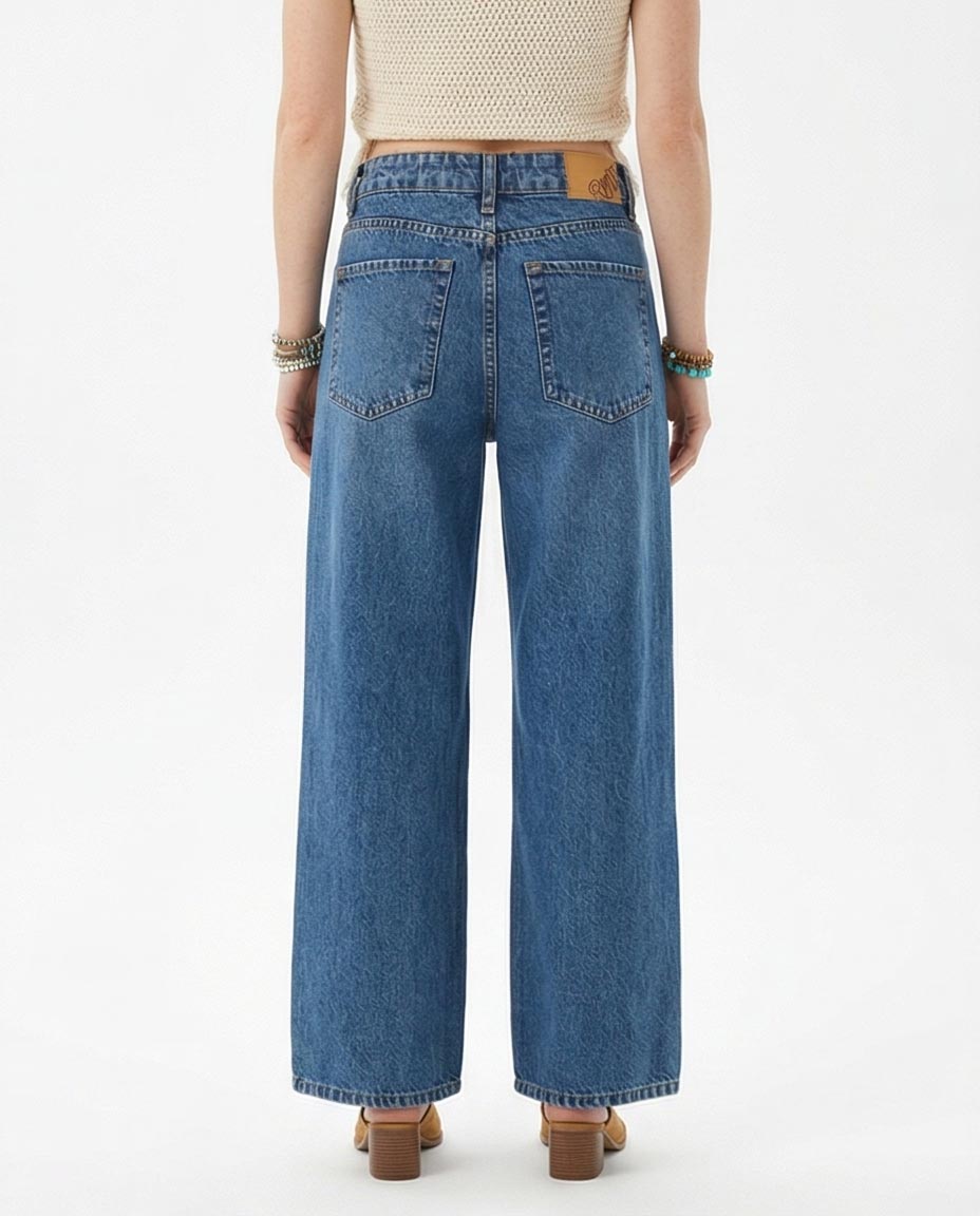 Ravin Wide-Leg High-Rise Denim Jeans – Medium Blue Stone Wash - R216414