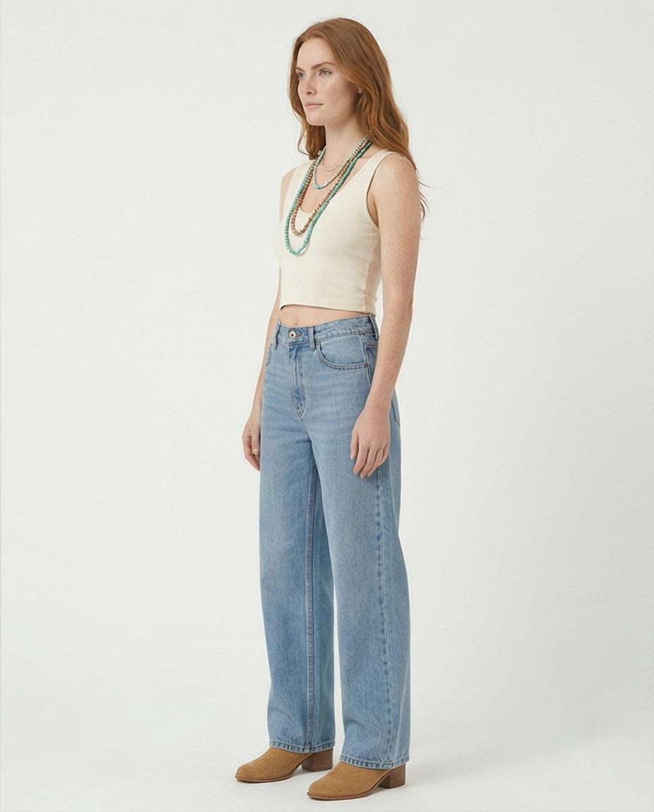 Ravin Wide-Leg High-Rise Denim Jeans – Light Blue Sun-Bleached Wash - R216415
