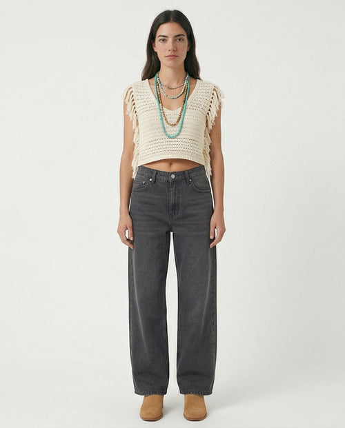 Ravin Wide-Leg High-Rise Denim Jeans – Dark Charcoal Grey - R216416