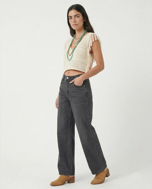 Ravin Wide-Leg High-Rise Denim Jeans – Dark Charcoal Grey - R216416