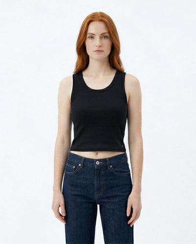 Ravin Women’s Ribbed Scoop-Neck Cropped Tank Top – Midnight Black - R216554