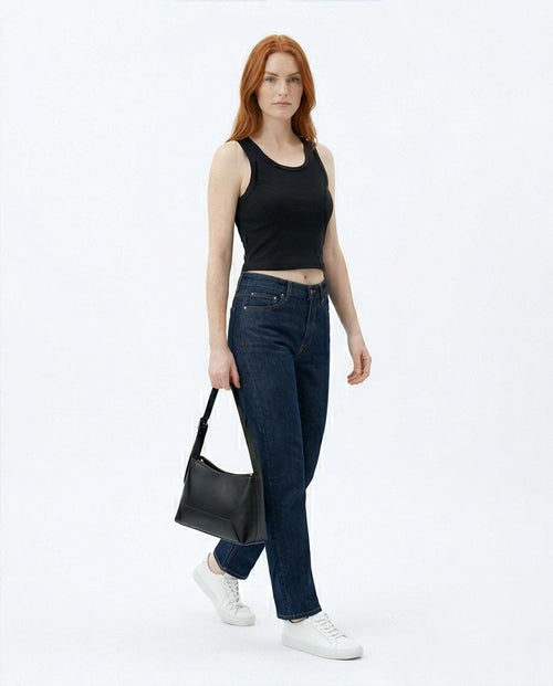 Ravin Women’s Ribbed Scoop-Neck Cropped Tank Top – Midnight Black - R216554