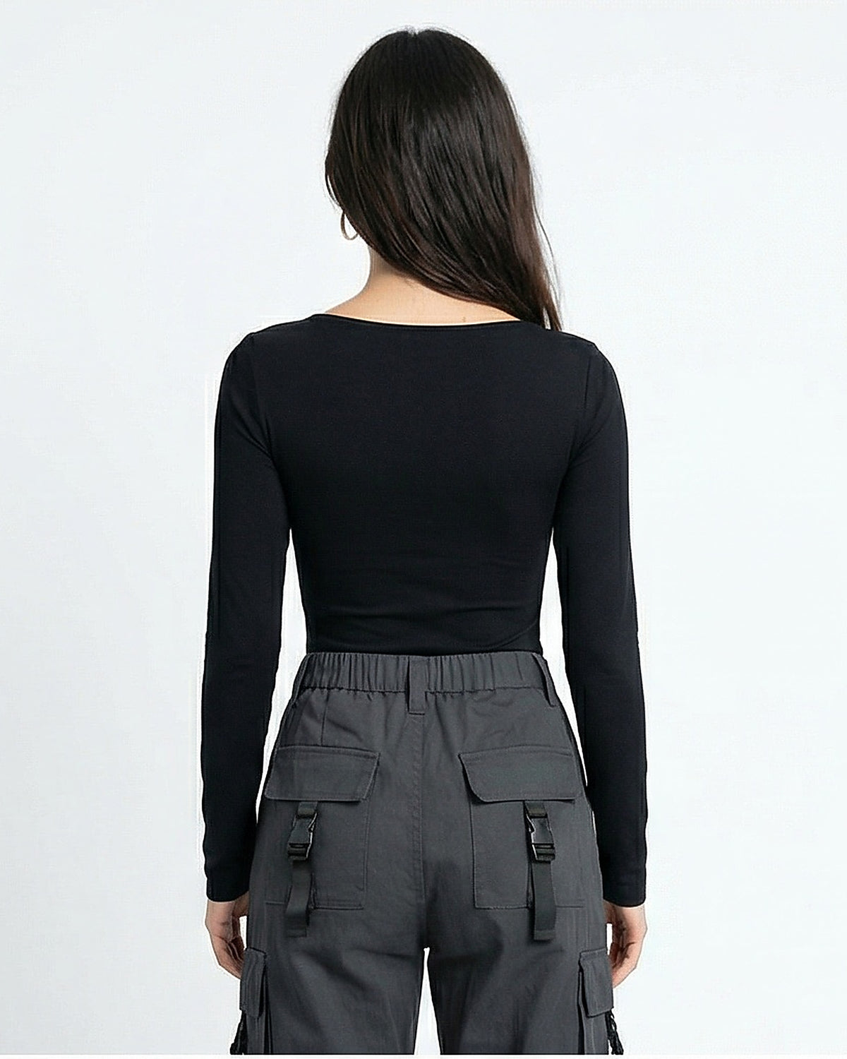 Black Essential Slim-Fit Long Sleeve Tee - R216558