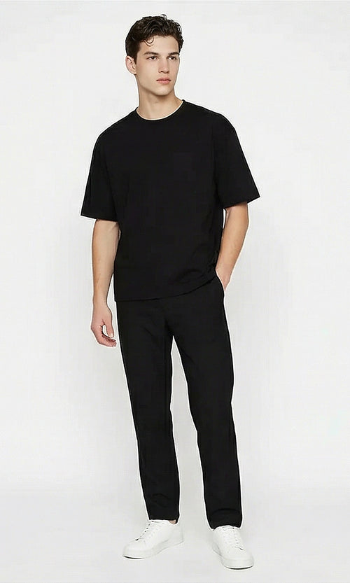Midnight Black Relaxed Fit Essential Tee - R216562