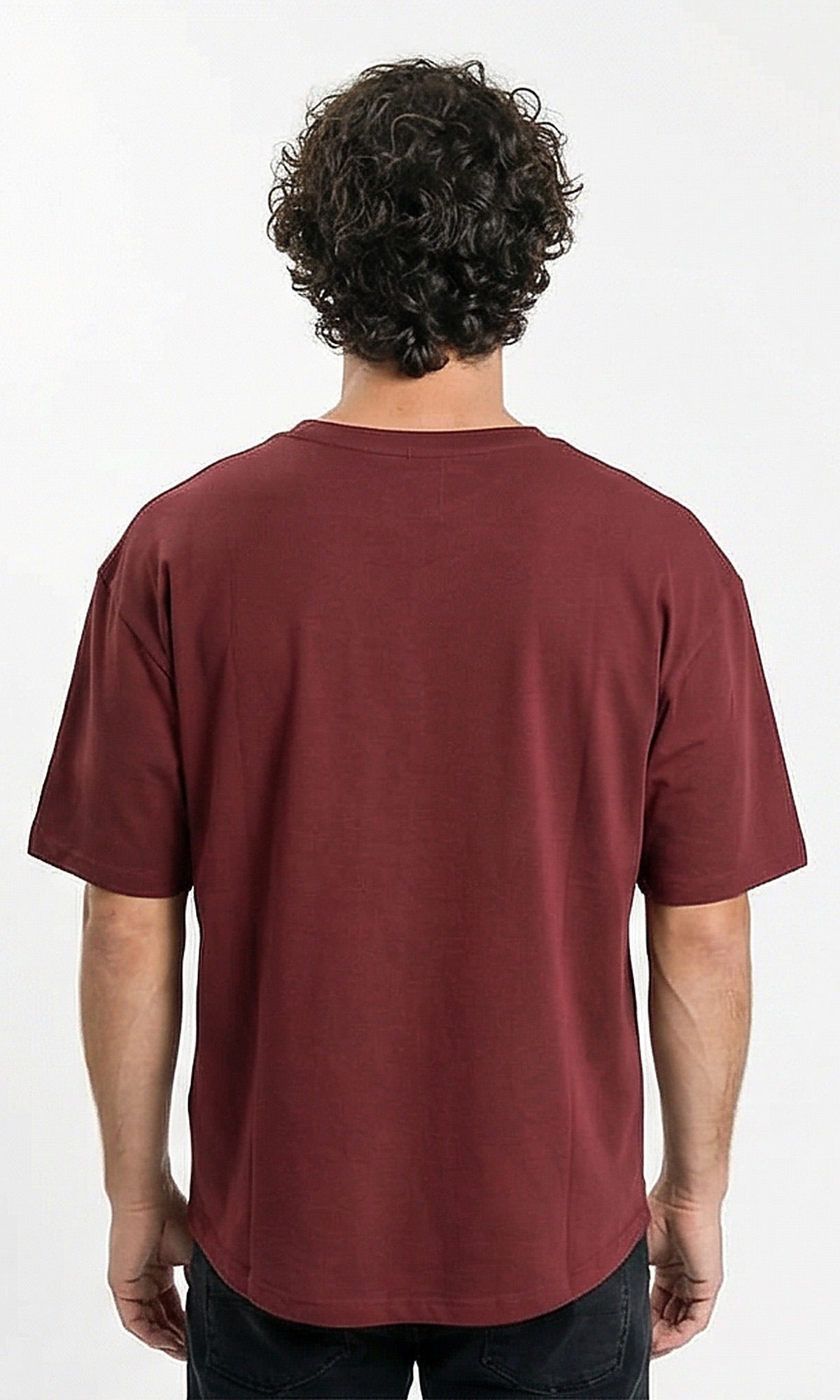Essential Oversized Burgundy Crew Neck T-Shirt