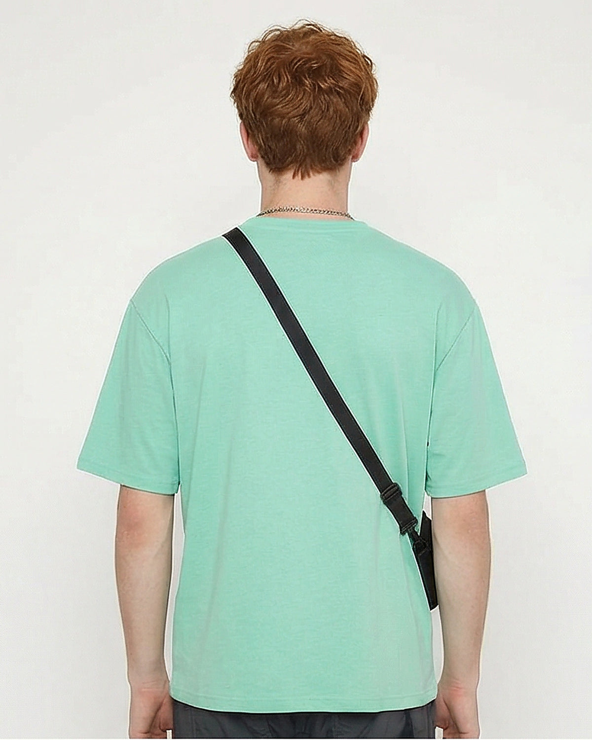 Menthe Green Relaxed Fit Crew Neck Tee - R216566