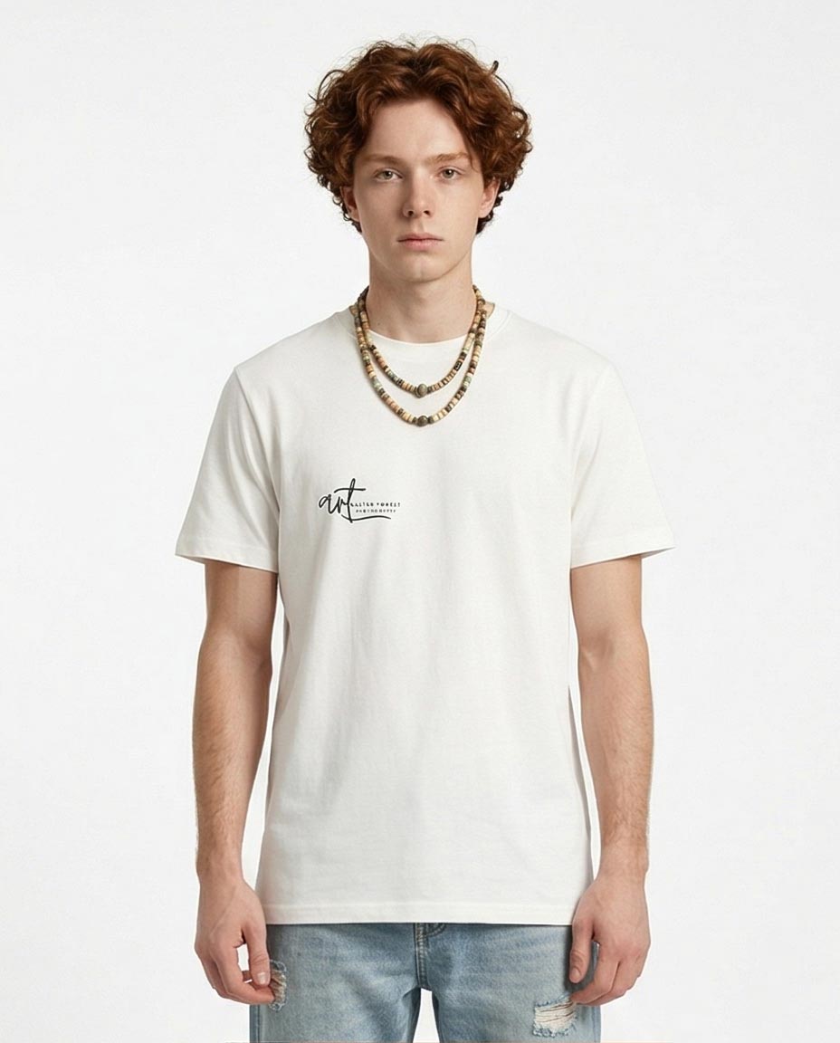 Ravin Art-Line Floral Graphic T-Shirt – Modern Boho White Tee - R216569