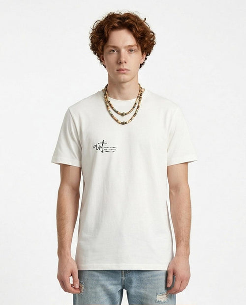 Ravin Art-Line Floral Graphic T-Shirt – Modern Boho White Tee - R216569