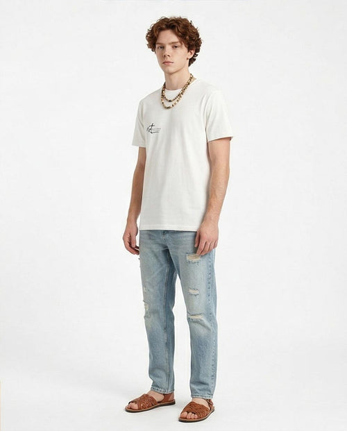 Ravin Art-Line Floral Graphic T-Shirt – Modern Boho White Tee - R216569