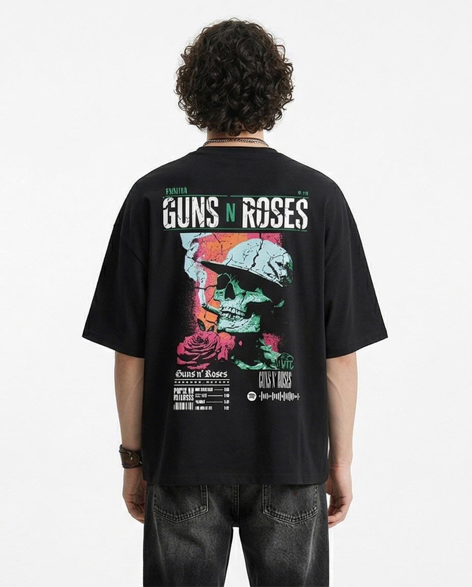 Oversized Graphic Heavyweight Tee in Midnight Black R216571