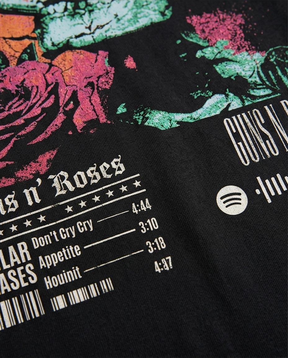 تي شيرت ثقيل فضفاض بطبعة جرافيك باللون الأسود الداكن R216571