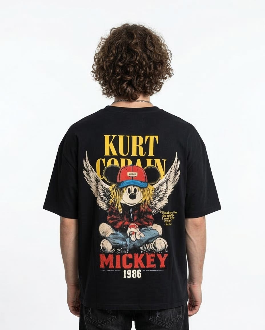 Ravin Men’s R216572 Boxy Oversized Graphic T-Shirt - Black - R216572