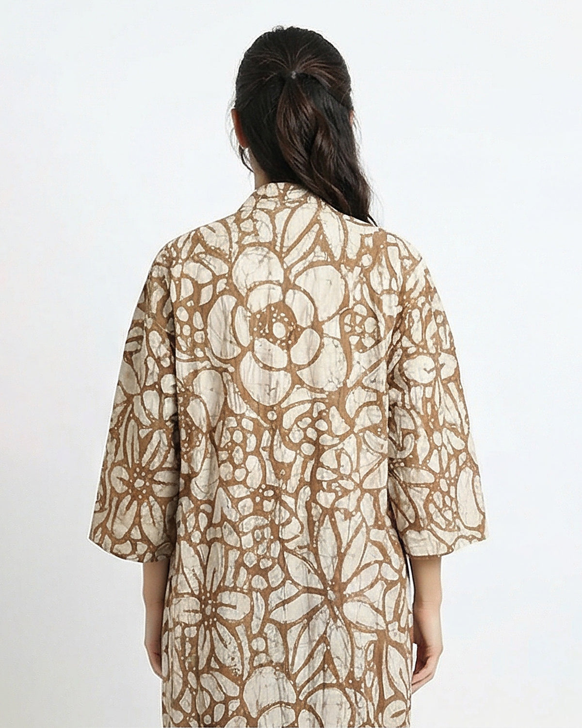 Floral Print Open-Front Long Cardigan