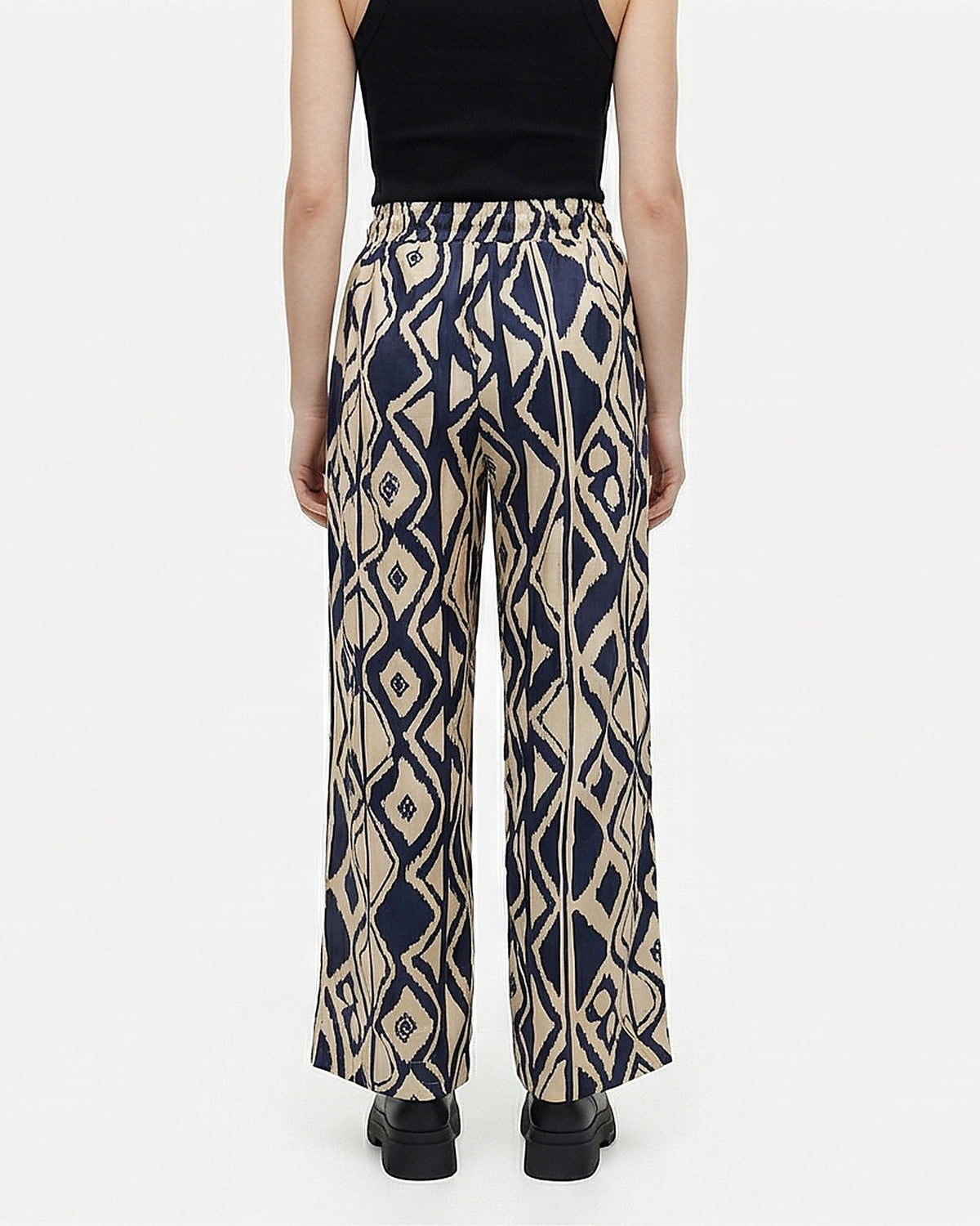 Geometric Print High-Waisted Wide-Leg Pants