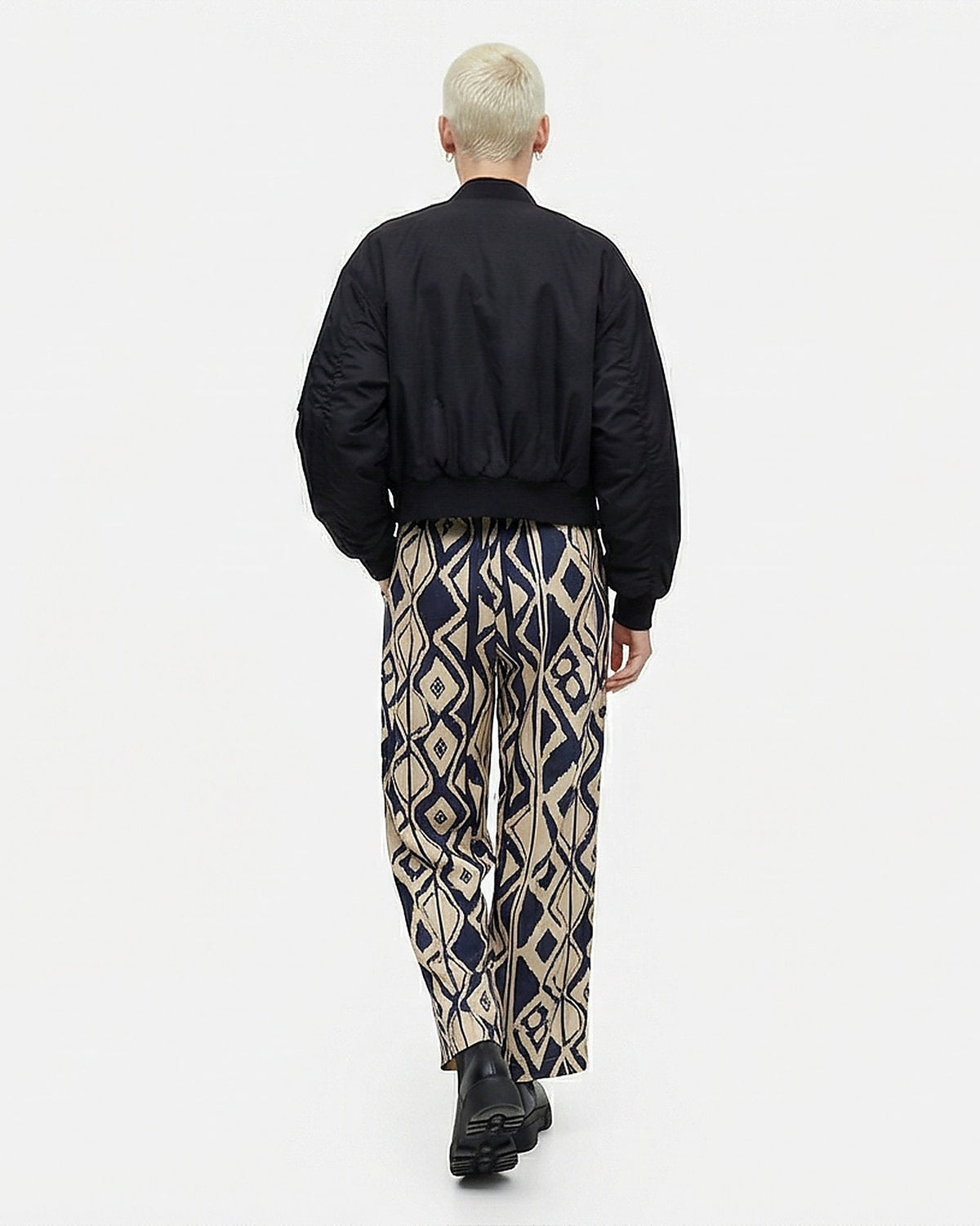 Geometric Print High-Waisted Wide-Leg Pants