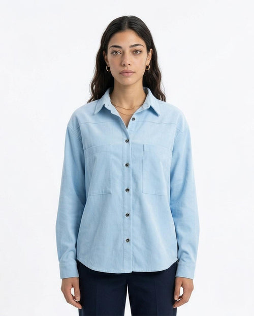 Ravin Men’s Oversized Sueded Utility Shirt in Sky Blue - R216615