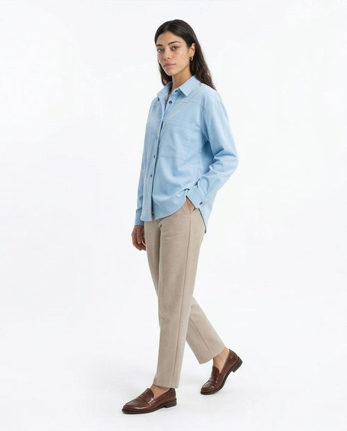 Ravin Men’s Oversized Sueded Utility Shirt in Sky Blue - R216615