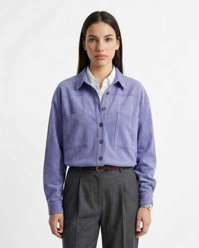 Ravin Oversized Faux-Suede Utility Shirt in Periwinkle - R216617