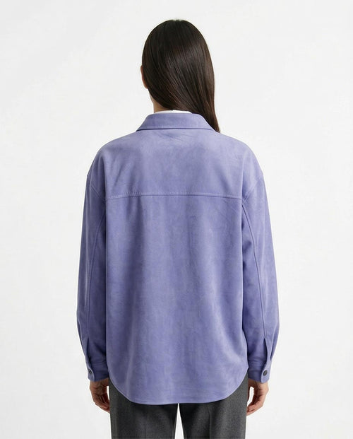 Ravin Oversized Faux-Suede Utility Shirt in Periwinkle - R216617
