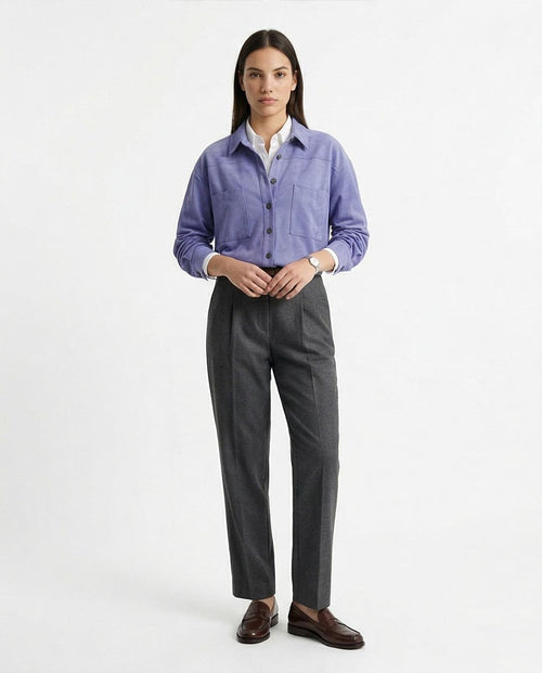 Ravin Oversized Faux-Suede Utility Shirt in Periwinkle - R216617