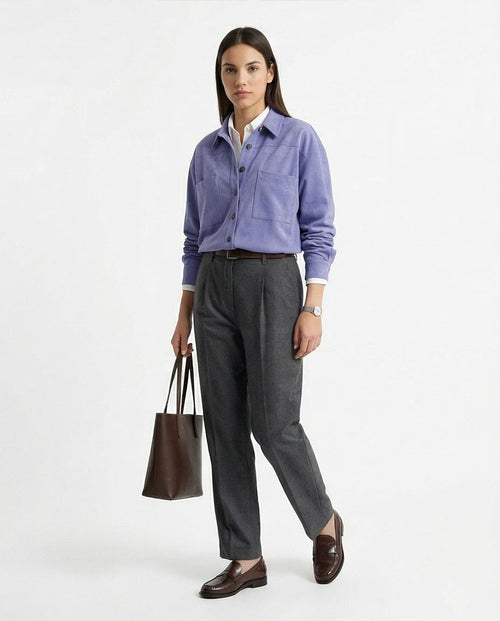 Ravin Oversized Faux-Suede Utility Shirt in Periwinkle - R216617