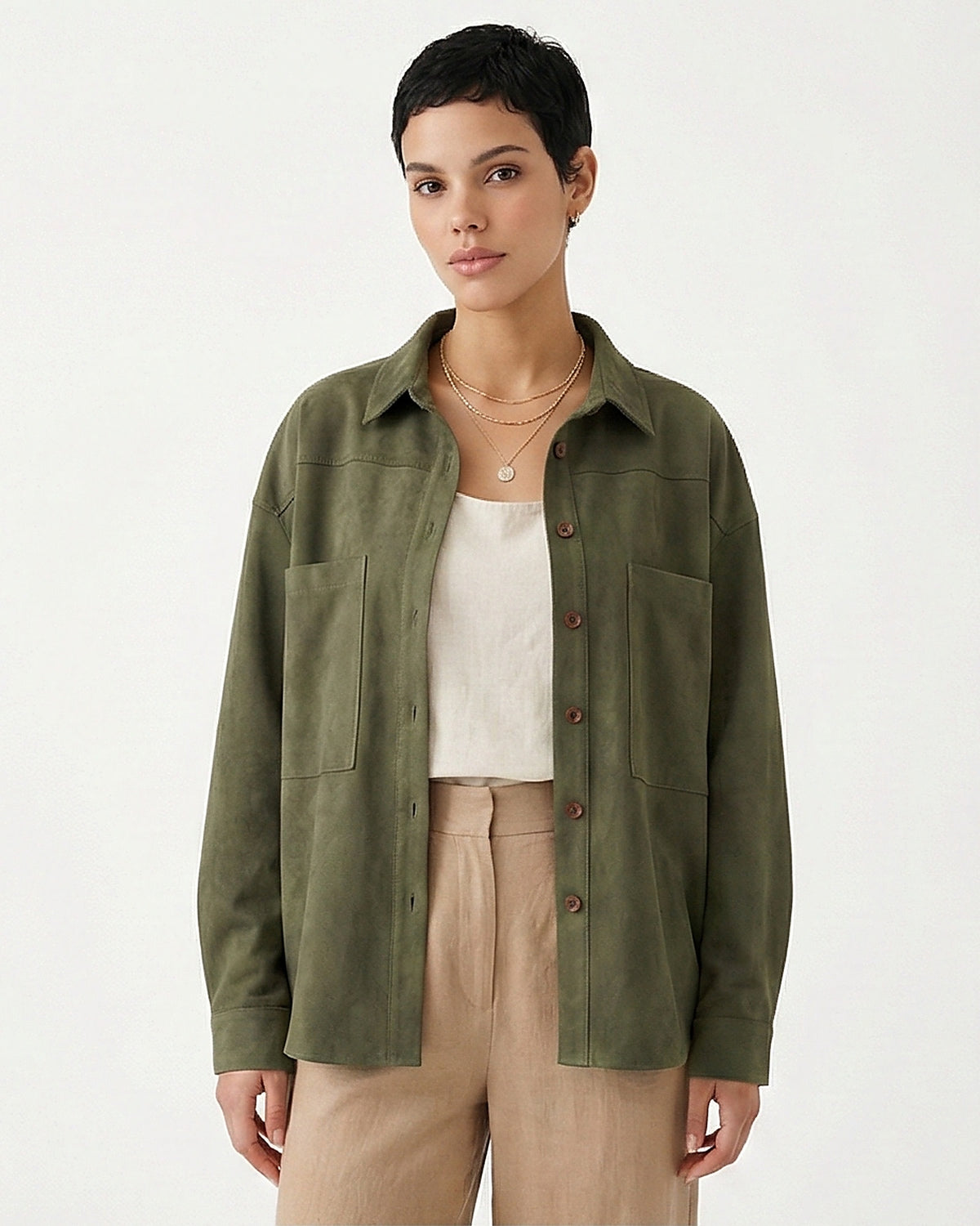 Women's Long Sleeve Shirt - Khaki